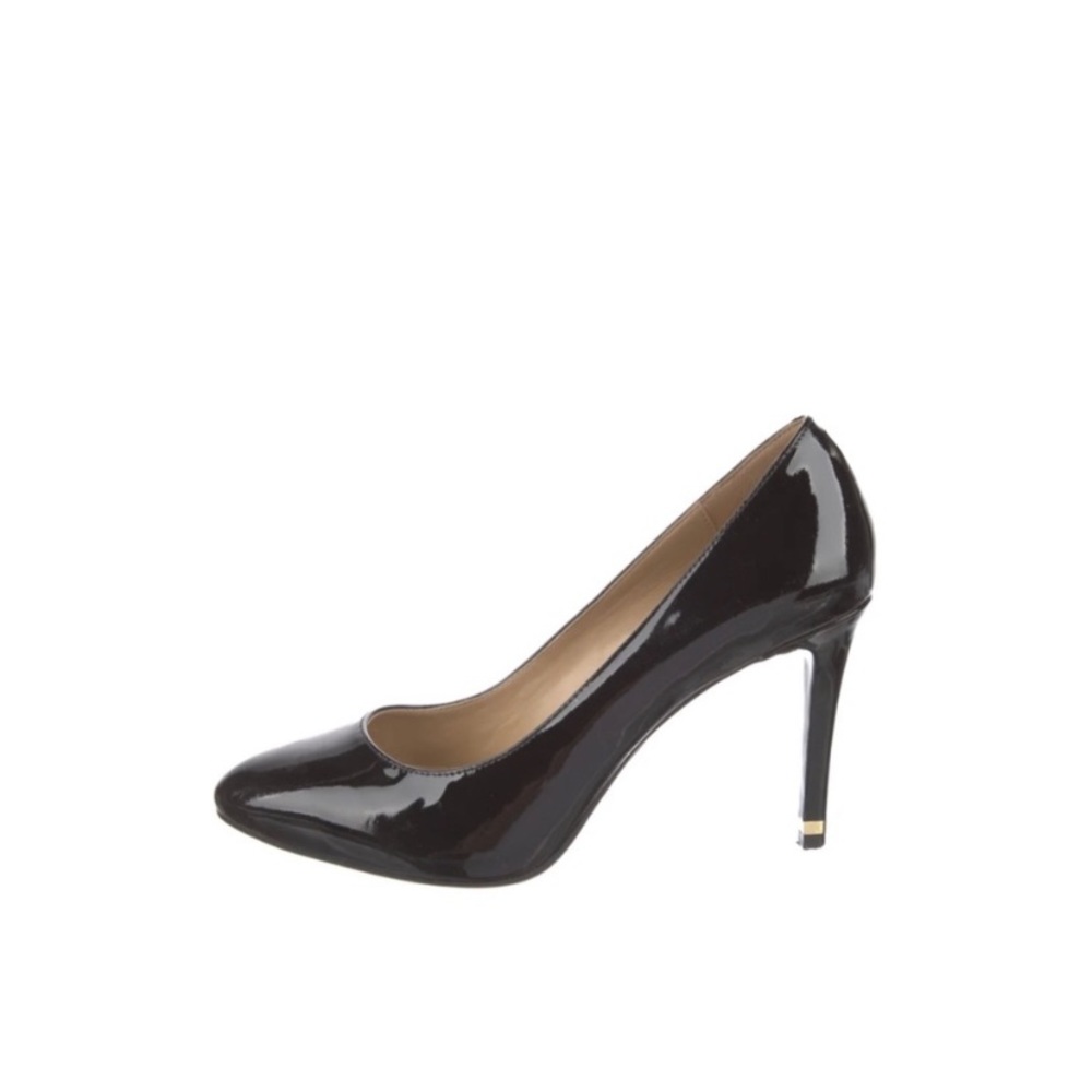 Michael Kors Basic Patent Leather Pumps Gold Trim Tip  Detail Heel